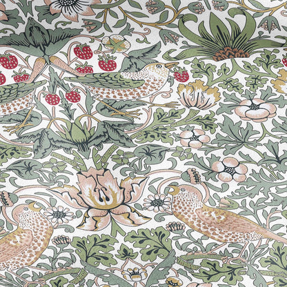 100% LINEN fabric - William Morris Strawberry thief white - British Victorian Art Craft flax - sewing home decor or clothing 3865