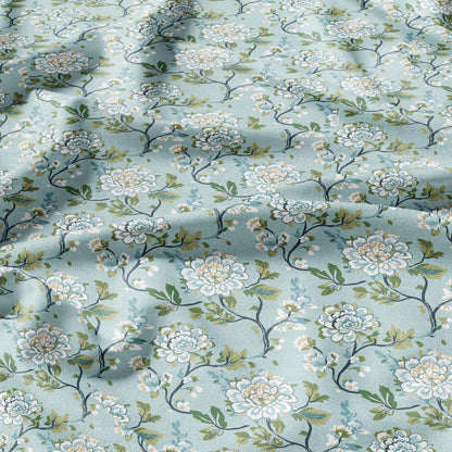 100% LINEN Fabric Chinoiserie Blossom print - modern contemporary print on linen fabric upholstery dress making curtains
