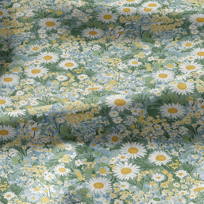 100% LINEN Fabric Chamomile meadow print - Swedish  floral linen heavy for upholstery home decor - medium for dress making 2899
