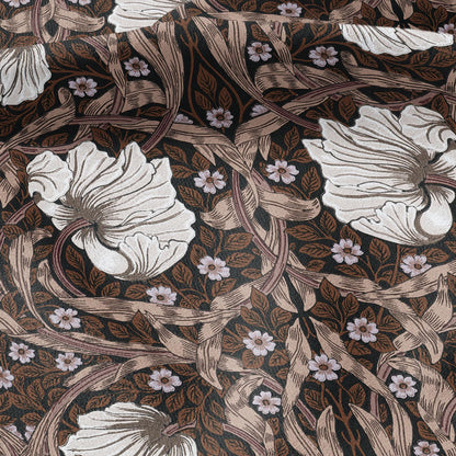 100% LINEN fabric - William Morris Pimpernel brown - British Victorian Art Craft flax - sewing upholstery home decor or clothing 3825