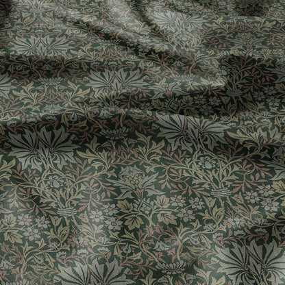 William Morris Green tapestry print on 100% LINEN fabric - Victorian Art and crafts Linen fabric botanical Historical pattern 2110
