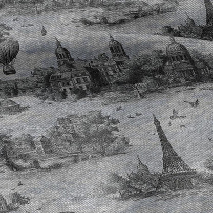 100% LINEN Fabric printToile de jouy Paris - oatmeal linen fabric with landscape print - heavy for home decor clothing 2759