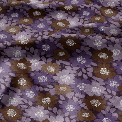 100% LINEN Fabric Modern purple flower - botanical floral - heavy linen fabric for upholstery home decor 3107