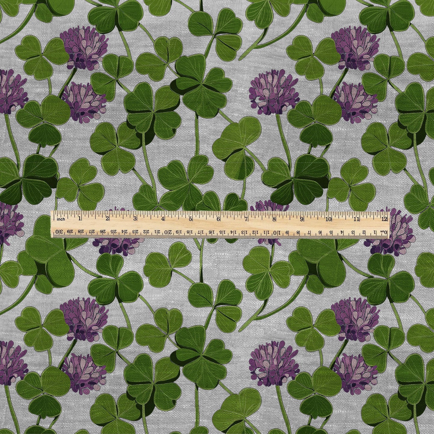 100% LINEN Fabric print Clover - oatmeal linen fabric with floral blossom print - heavy for upholstery home decor clothing 3040