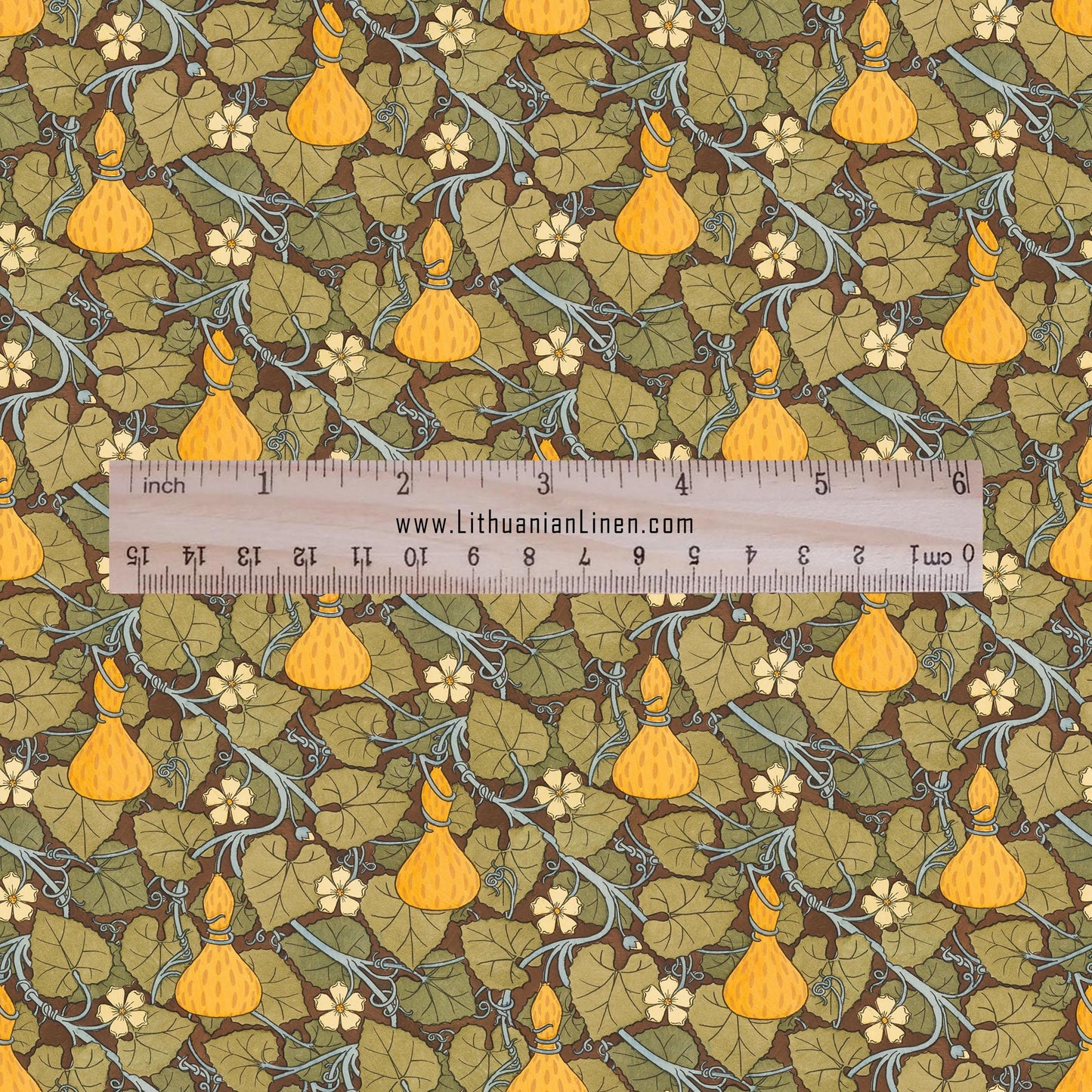 100% linen Squash prints fabric for Curtain Upholstery Cushion - Art deco flower print fabric for dress making sewing