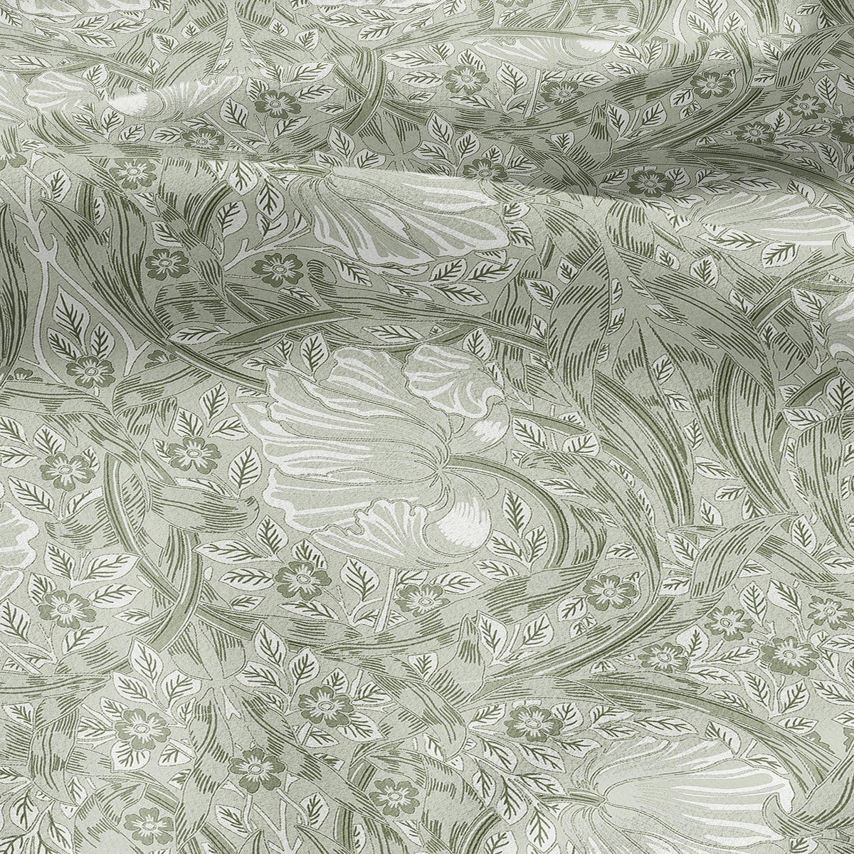 100% LINEN fabric - William Morris Pimpernel light green - British Victorian flax - sewing upholstery home decor or clothing 3807