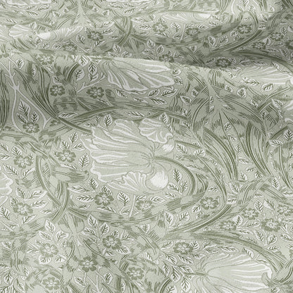 100% LINEN fabric - William Morris Pimpernel light green - British Victorian flax - sewing upholstery home decor or clothing 3807