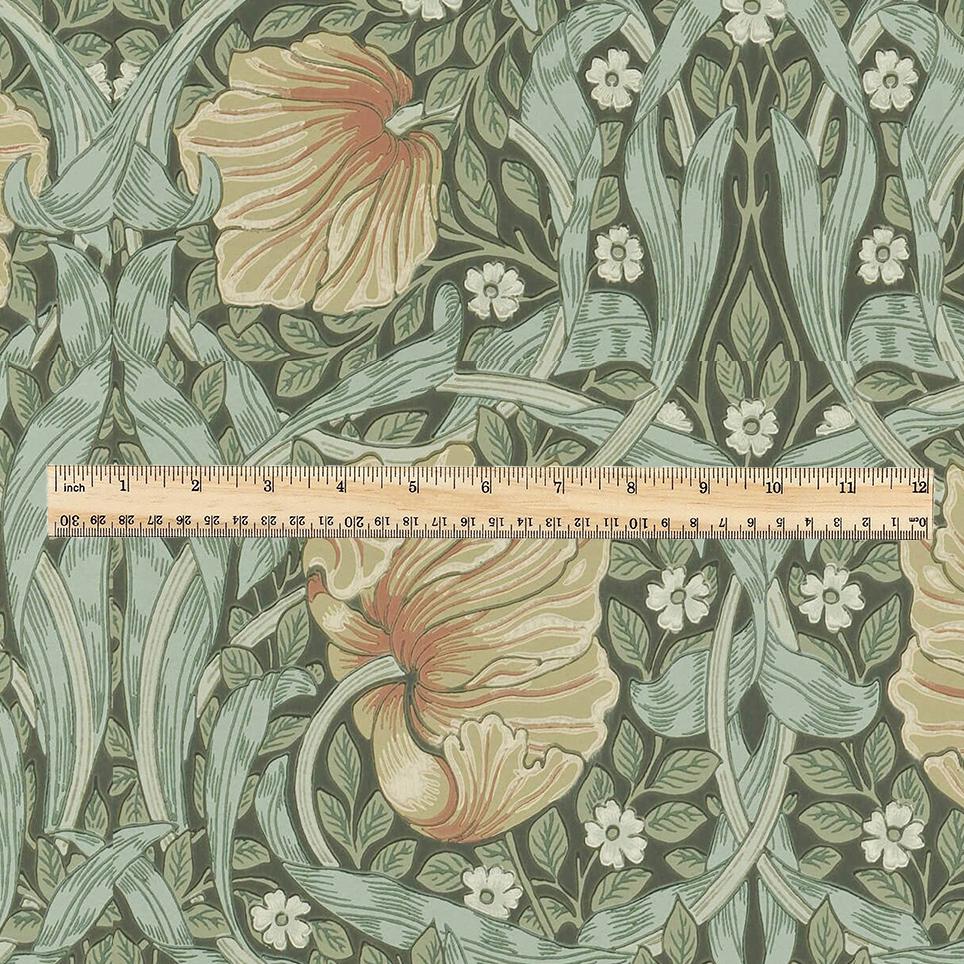 100% LINEN fabric - William Morris Pimpernel bayleaf green - British Victorian flax - sewing upholstery home decor or clothing 3820