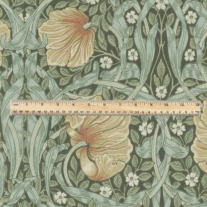 100% LINEN fabric - William Morris Pimpernel bayleaf green - British Victorian flax - sewing upholstery home decor or clothing 3820