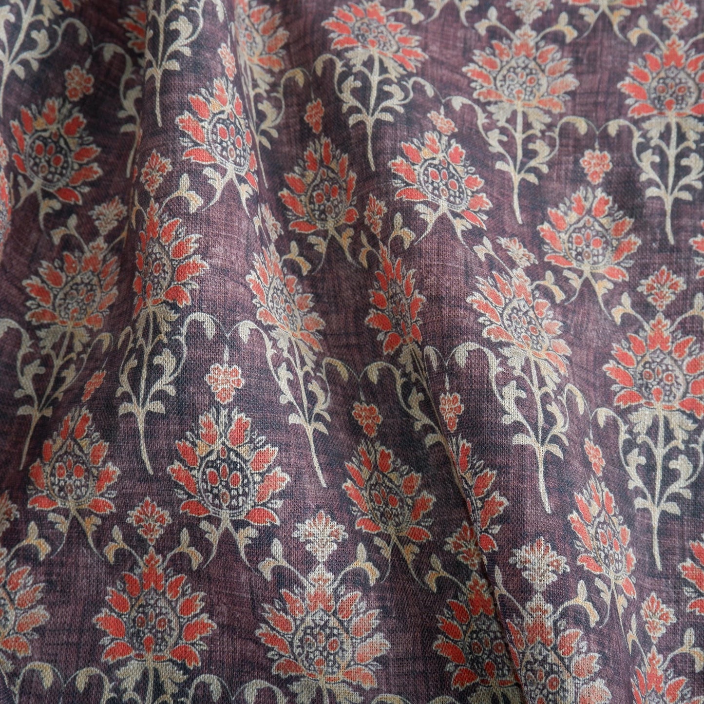 100% LINEN Fabric in floral block print - botanical linen fabric for upholstery home decor curtains dress making pillowcases 2348