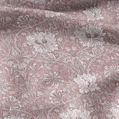 100% linen fabric William Morris Honeysuckle brown print - Victorian Art crafts - Historical pattern fabric upholstery dress making 3264