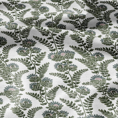100% LINEN Fabric Modern abstract green vines - botanical Grandmillenial - heavy linen fabric for upholstery home decor 3110