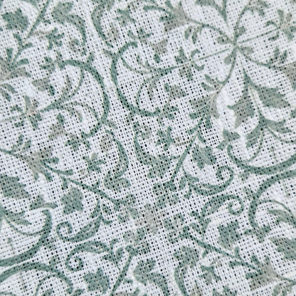 100% LINEN Fabric block print sage green on white - heavy linen fabric for upholstery home decor or medium for clothing 2559