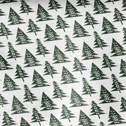 100% LINEN Fabric Fir tree  - modern green white fabric - heavy linen fabric for upholstery home decor 2845