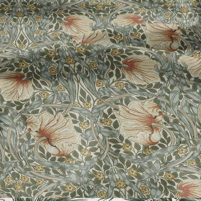 100% LINEN fabric - William Morris Pimpernel mineral - British Victorian flax - sewing upholstery home decor or clothing 3818