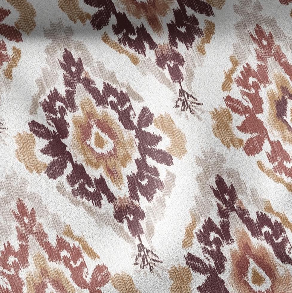 100% linen fabric red Ivory ikat floral print - Botanical artisanal Pattern - Ornate Home Decor 3425