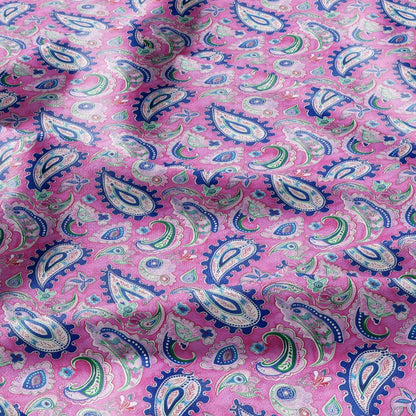 100% linen Vintage Pink Paisley Print fabric for Curtain Upholstery Cushion - Vintage Indian block print fabric for dress making sewing