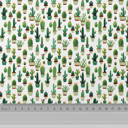 100% LINEN Fabric green Cactus - botanical flax fabric Greenery print upholstery dressmaking clothing - Tropical Floral flax Spring fabric