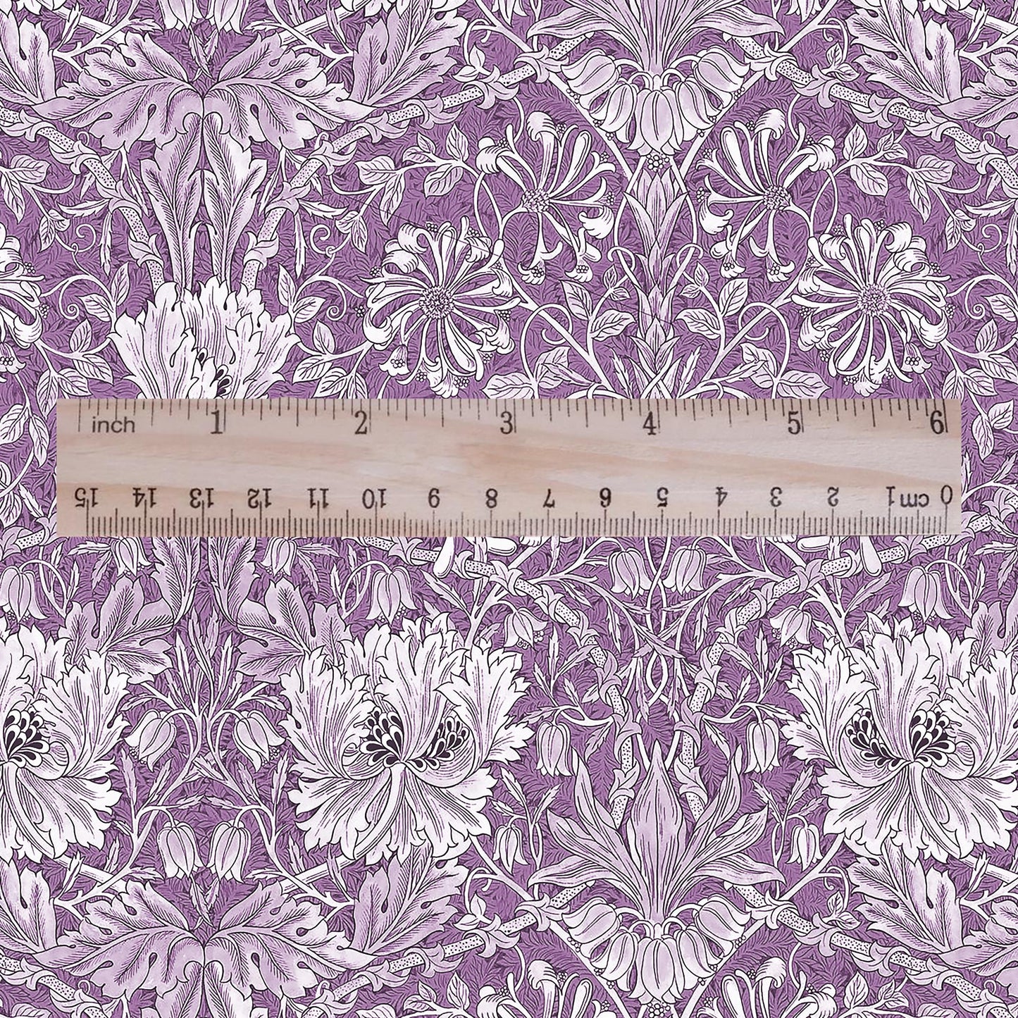 100% linen fabric William Morris Honeysuckle pale purple print - Victorian Art crafts - Historical  upholstery dress making 3282