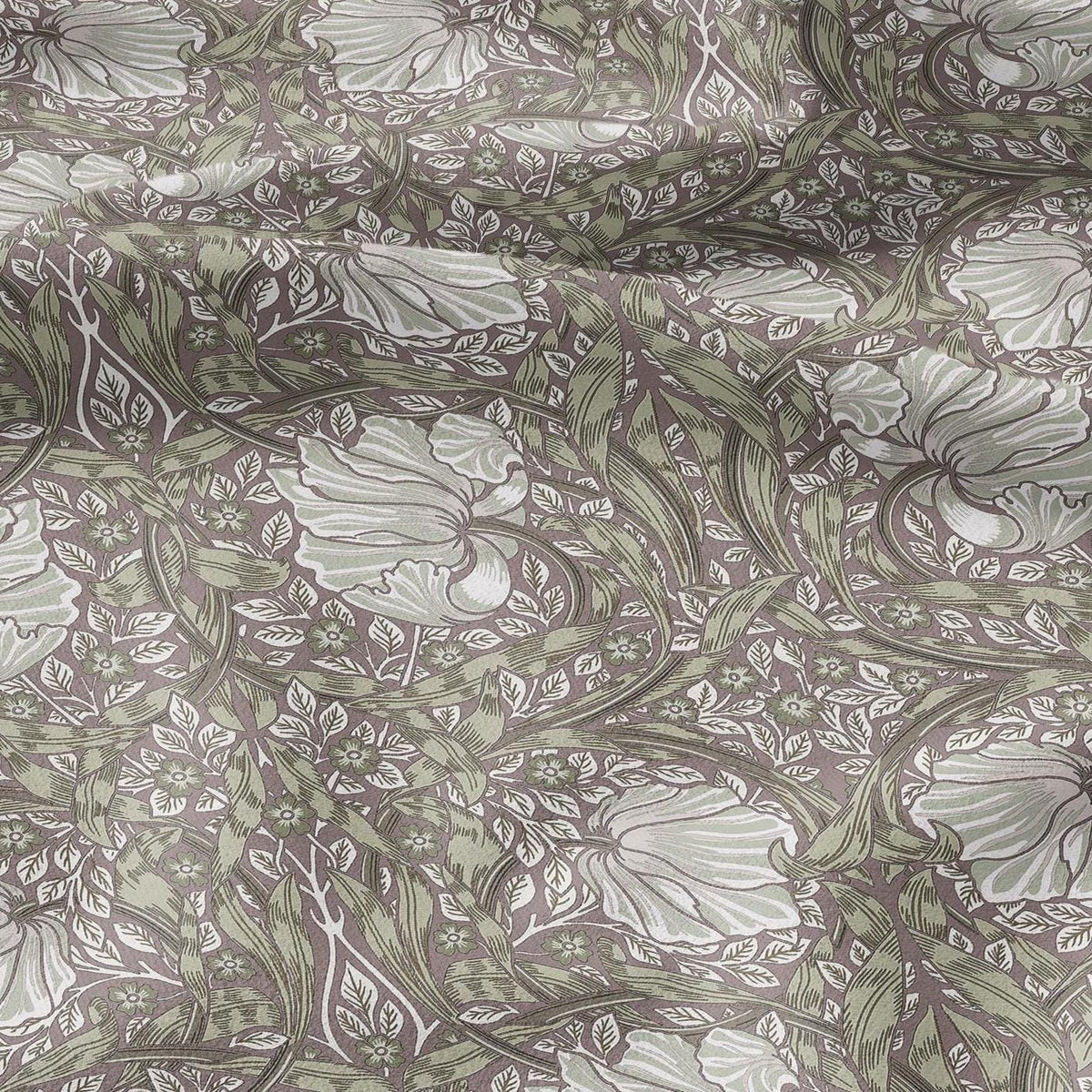 100% LINEN fabric - William Morris Pimpernel green pink - British Victorian flax - sewing upholstery home decor or clothing 3855