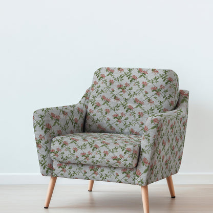 100% LINEN Fabric honeysuckle trellis print - oatmeal linen fabric with floral print - modern vintage botanical 3357