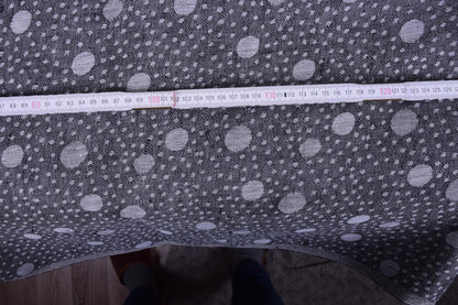 100% linen fabric Medium weight 190gsm. Black grey polka dots reversable double side. flax  for crafting, table linen, napkins, jackets etc