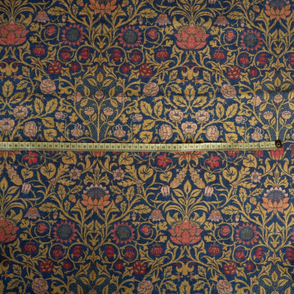 William Morris SUNFLOWER Blue tapestry 100% LINEN Fabric, British design linen floral upholstery home textile Victorian fabrics 2108