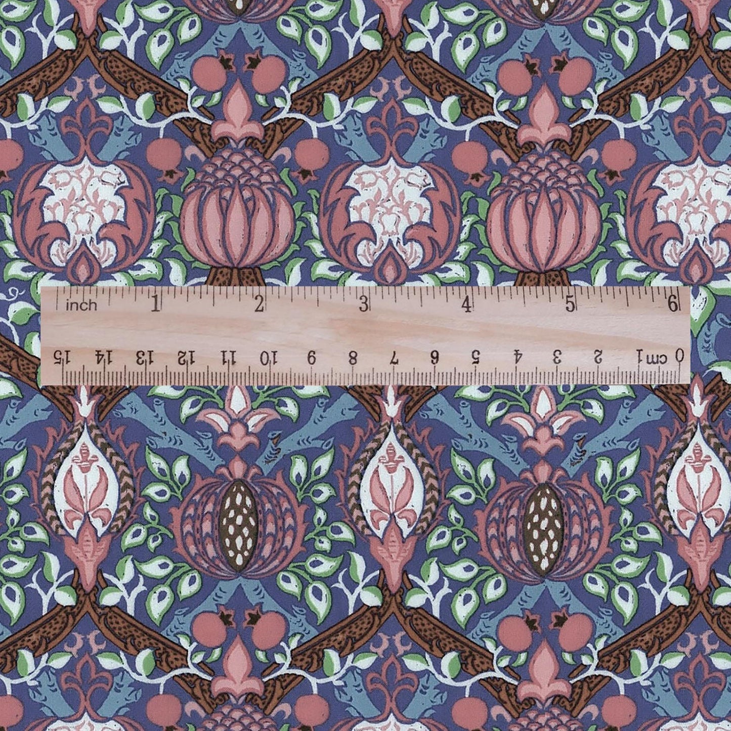 100% LINEN Fabric William Morris Granada - British linen floral upholstery home textile Victorian fabrics dark blue 3194