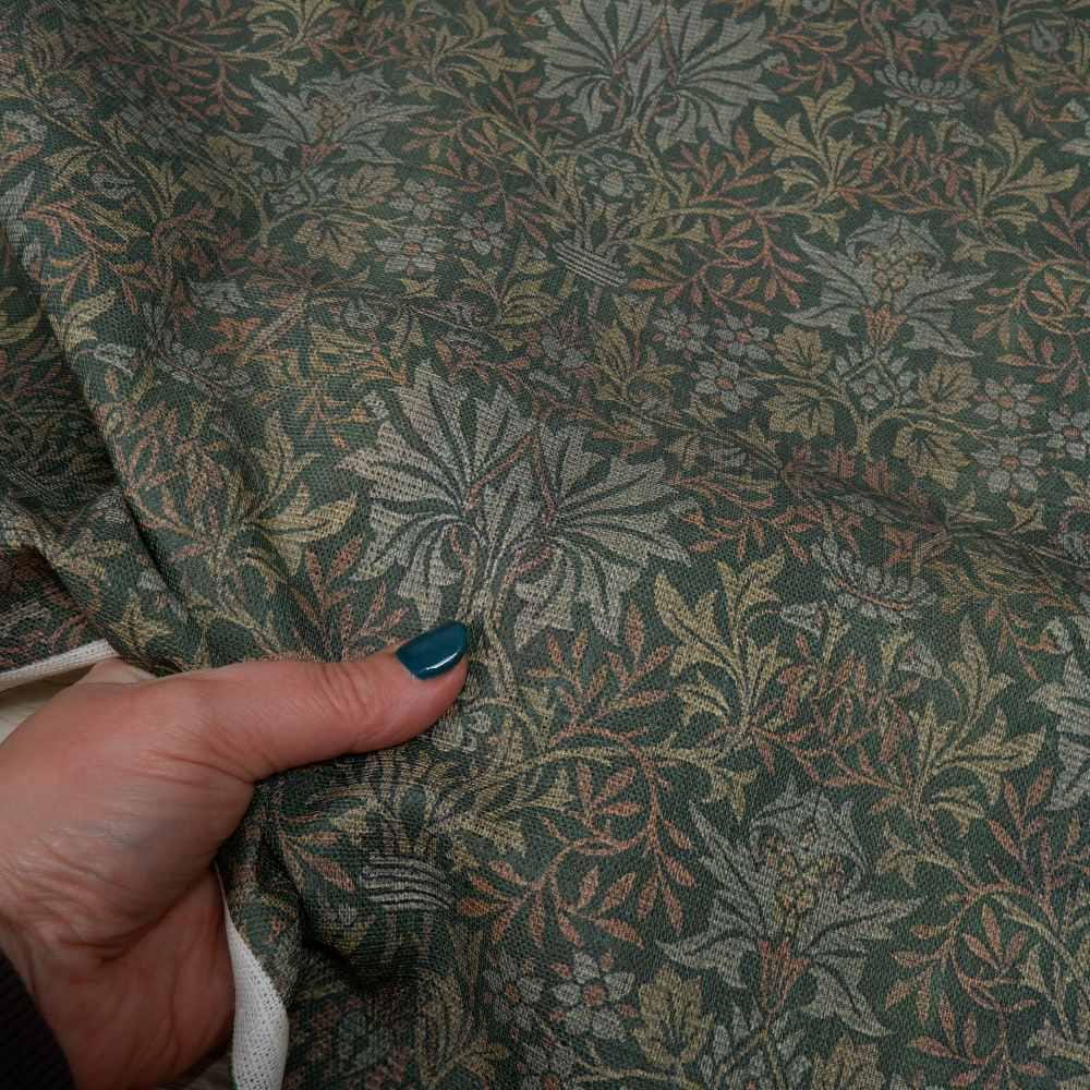 William Morris Green tapestry print Flower garden 100% LINEN fabric - Victorian Art and crafts Linen fabric botanical Historical 2110
