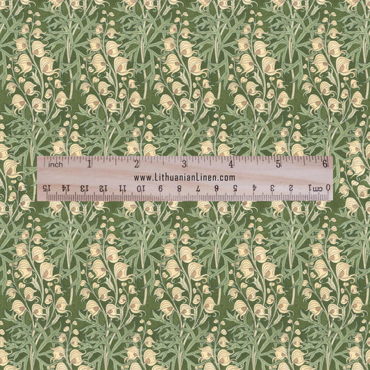 100% linen Vintage Monkshood prints fabric for Curtain Upholstery Cushion -Aconitum  floral print fabric for dress making sewing