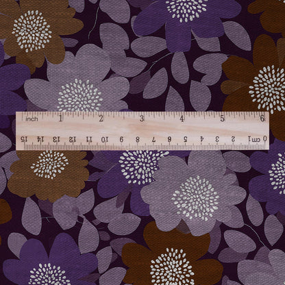 100% LINEN Fabric Modern purple flower - botanical floral - heavy linen fabric for upholstery home decor 3107