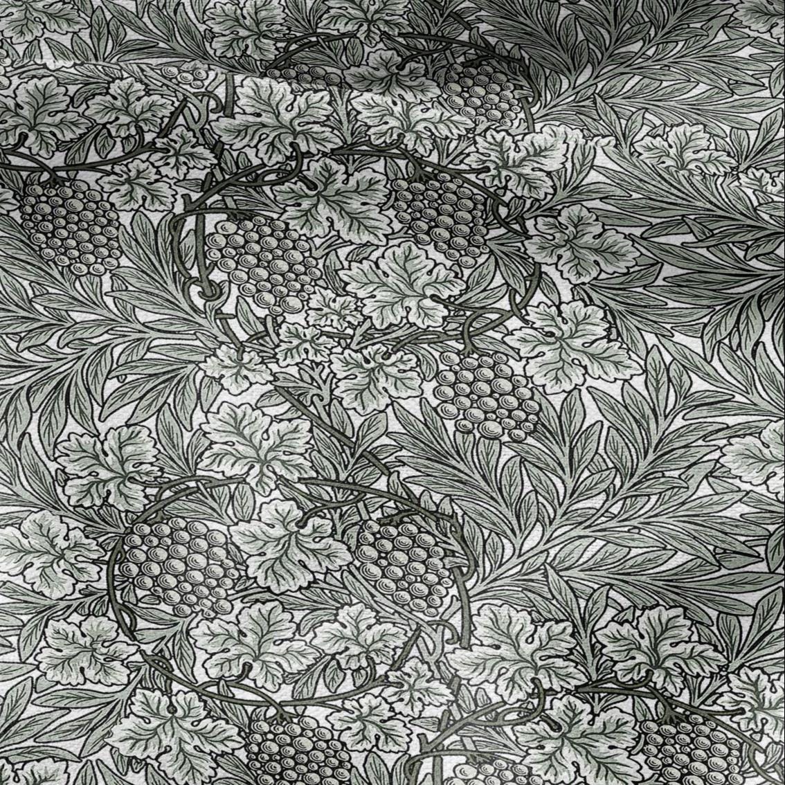 100% LINEN Fabric William Morris Vine grape sage green print - British linen floral upholstery home textile Victorian fabrics 3267