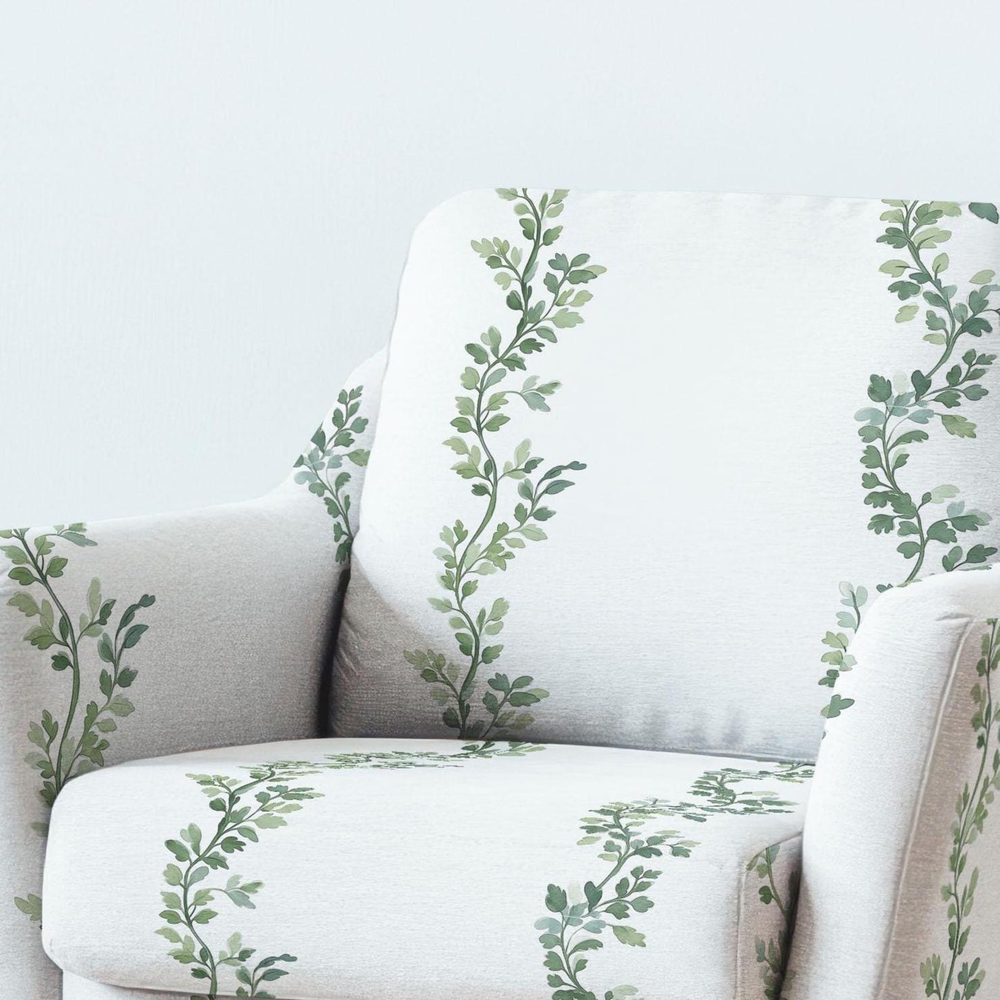 100% LINEN Fabric UPHOLSTERY 12oz - leaves wave stripe print on linen 2709