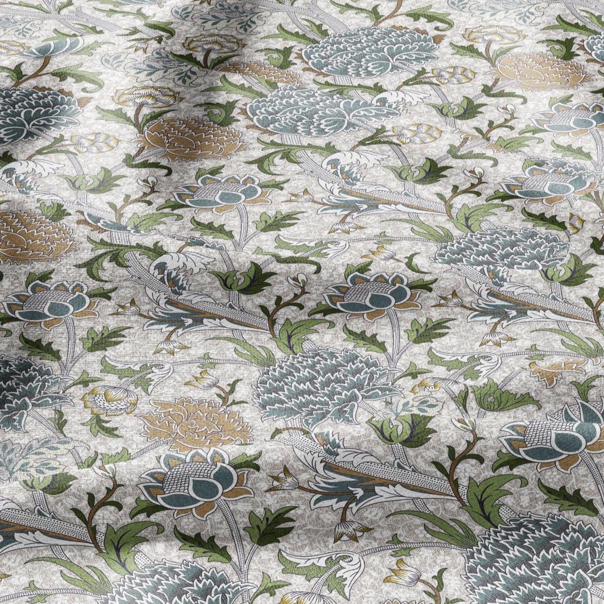 100% linen fabric William Morris Cray blue print - Victorian Art crafts linen Fabric - Historical pattern fabric upholstery dress making