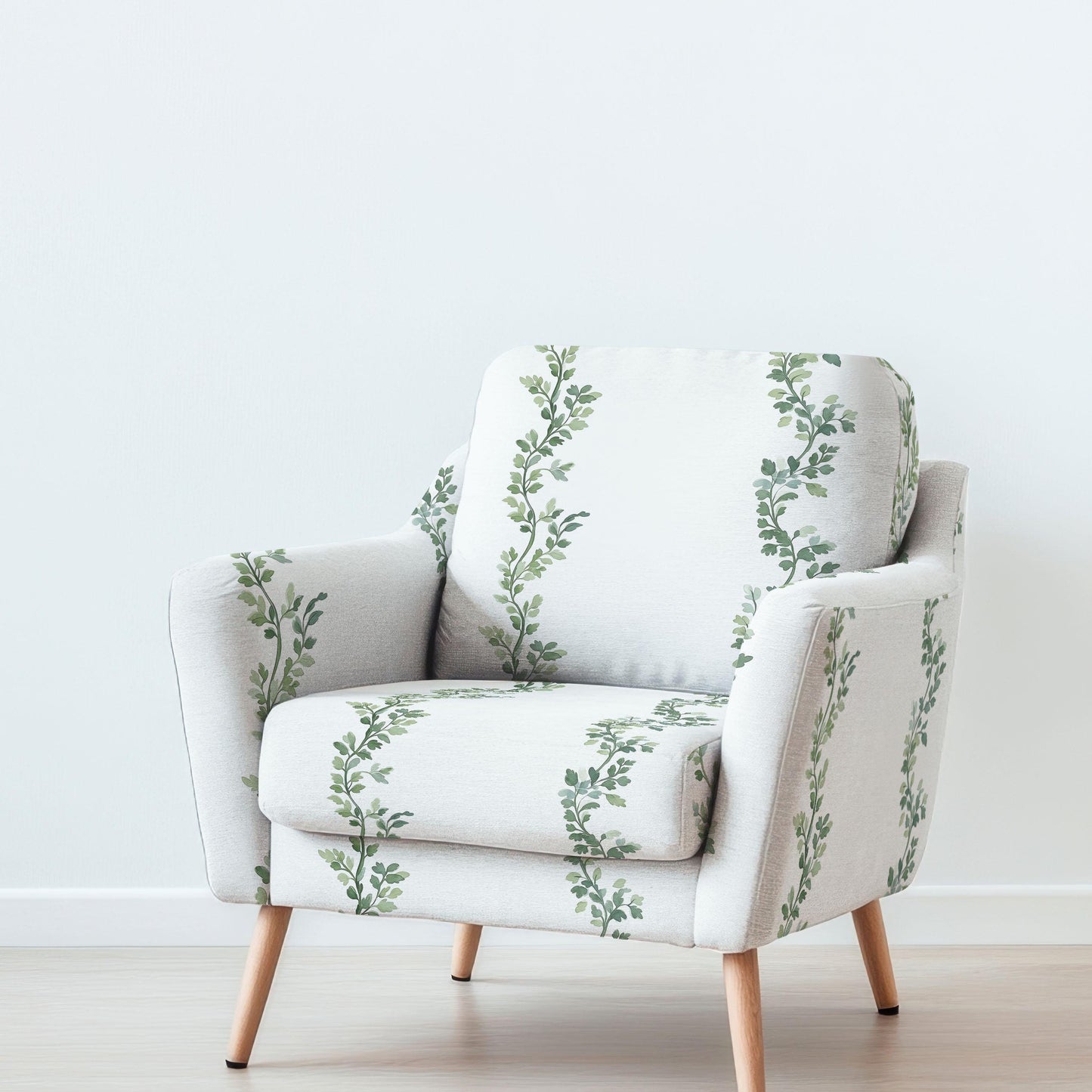 100% LINEN Fabric UPHOLSTERY 12oz - leaves wave stripe print on linen 2709