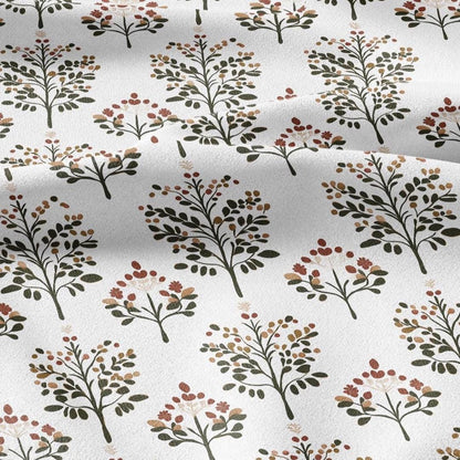 100% LINEN Fabric Block print Lotus blosoom - modern vintage botanical flower upholstery home textile artisan green yellow  white 2142