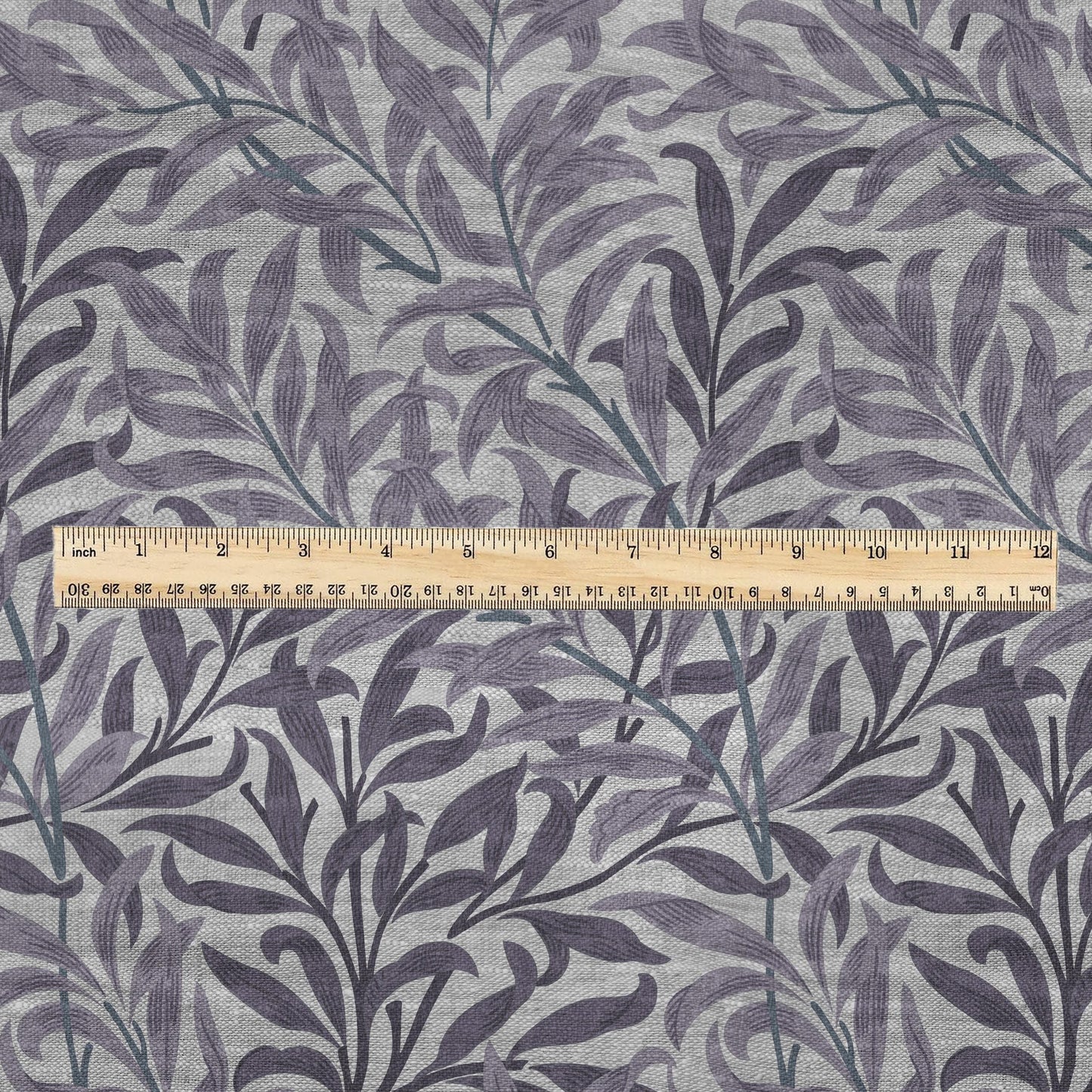 100% LINEN Fabric William Morris Bough Willow - oatmeal natur linen fabric with botanical print - Victorian Art Craft Historical 3186