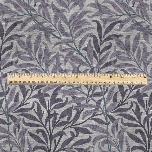 100% LINEN Fabric William Morris Bough Willow - oatmeal natur linen fabric with botanical print - Victorian Art Craft Historical 3186