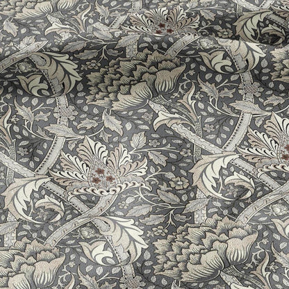 100% LINEN Fabric William Morris windrush gray print - British linen floral upholstery home textile Victorian fabrics 2737