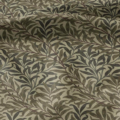 William Morris Willow Bough dark khaki print 100% LINEN Fabric - British linen floral upholstery home textile Victorian fabrics 3329