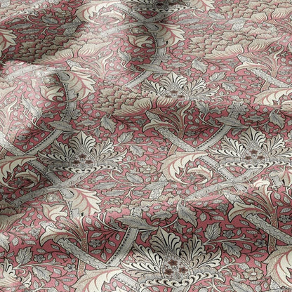100% LINEN Fabric William Morris windrush pink print - British linen floral upholstery home textile Victorian fabrics 2738