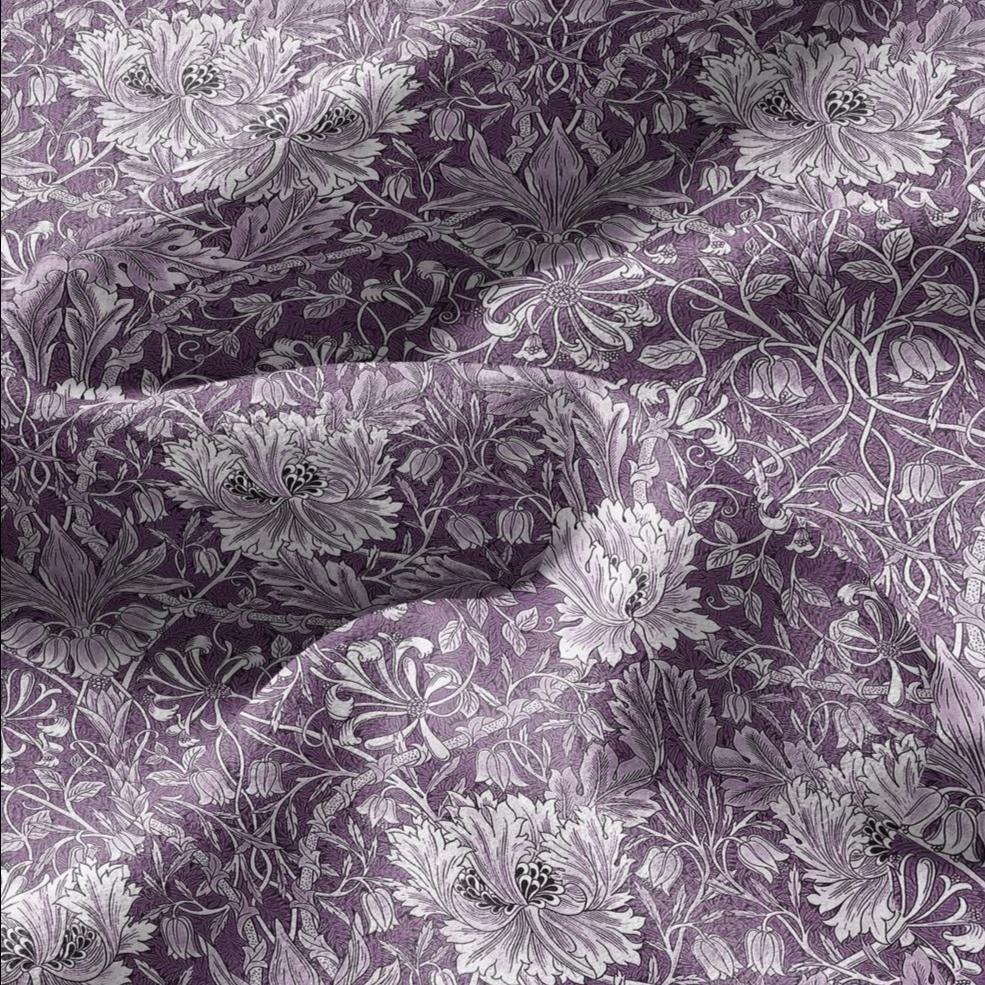 100% linen fabric William Morris Honeysuckle pale purple print - Victorian Art crafts - Historical  upholstery dress making 3282