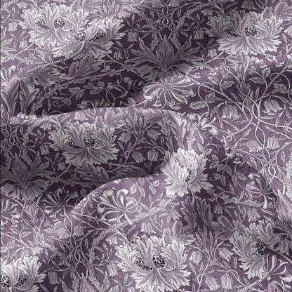 100% linen fabric William Morris Honeysuckle pale purple print - Victorian Art crafts - Historical  upholstery dress making 3282