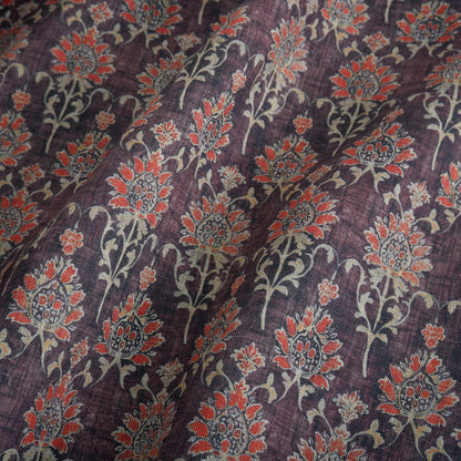 100% LINEN Fabric in floral block print - botanical linen fabric for upholstery home decor curtains dress making pillowcases 2348