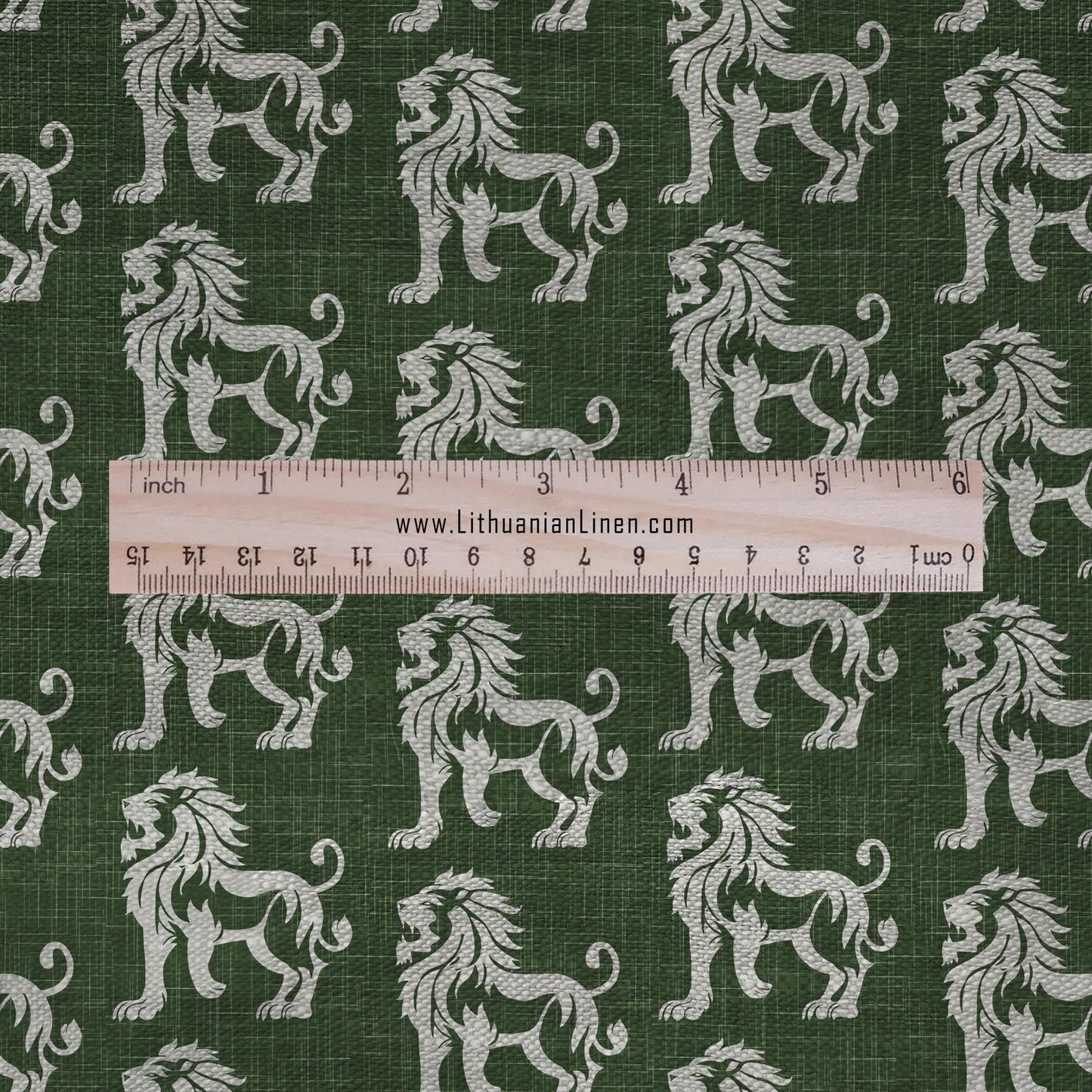 Lion green print on 100% LINEN - Zodiac print linen Fabric - Linen fabric for dressmaking home textile 2683