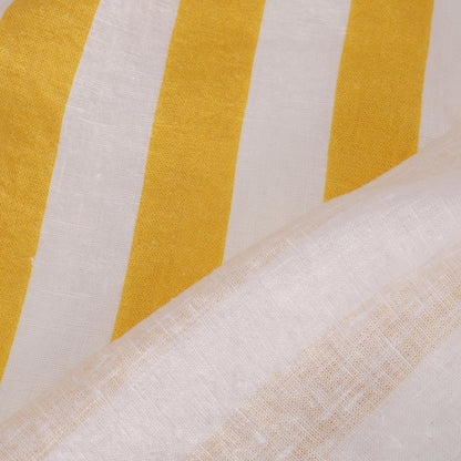 100% LINEN Fabric Maxi striped yellow white Avignon - french linen floral upholstery home textile Victorian fabrics 3351