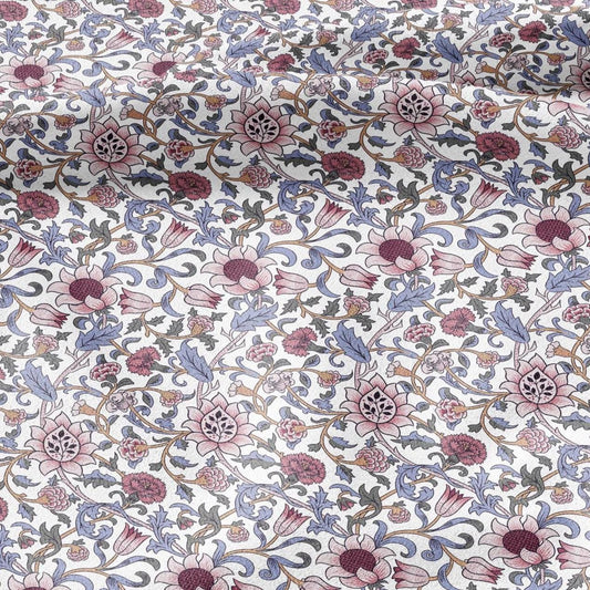 100% linen fabric William Morris Evenlode print - Victorian Art crafts blossom - Historical pattern fabric upholstery dress making 2529W