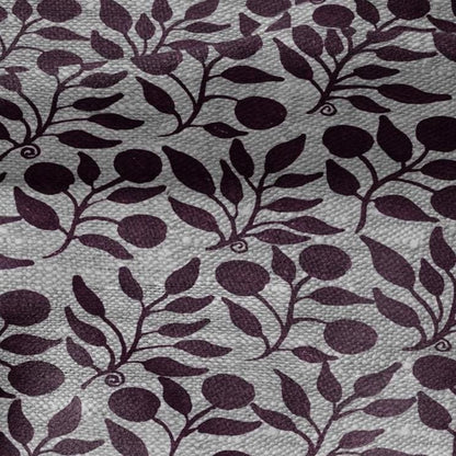 100% LINEN Fabric William Morris Rosehip burgundy gray - oatmeal linen fabric with botanical print - Victorian Art Craft Historical 3291