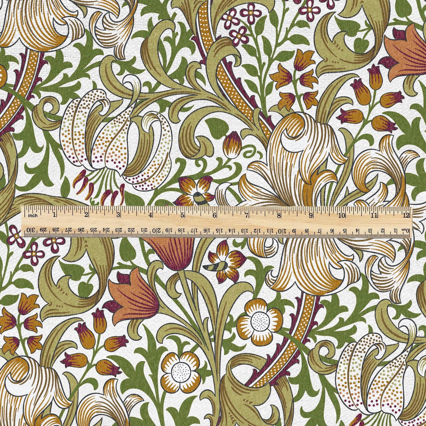 William Morris Willow Golden Lily Beige 100% LINEN Fabric - British linen floral upholstery home textile Victorian fabrics 3241