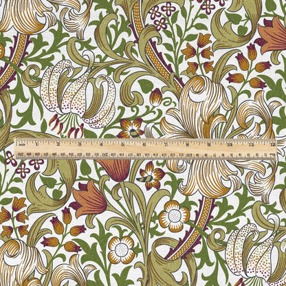 William Morris Willow Golden Lily Beige 100% LINEN Fabric - British linen floral upholstery home textile Victorian fabrics 3241